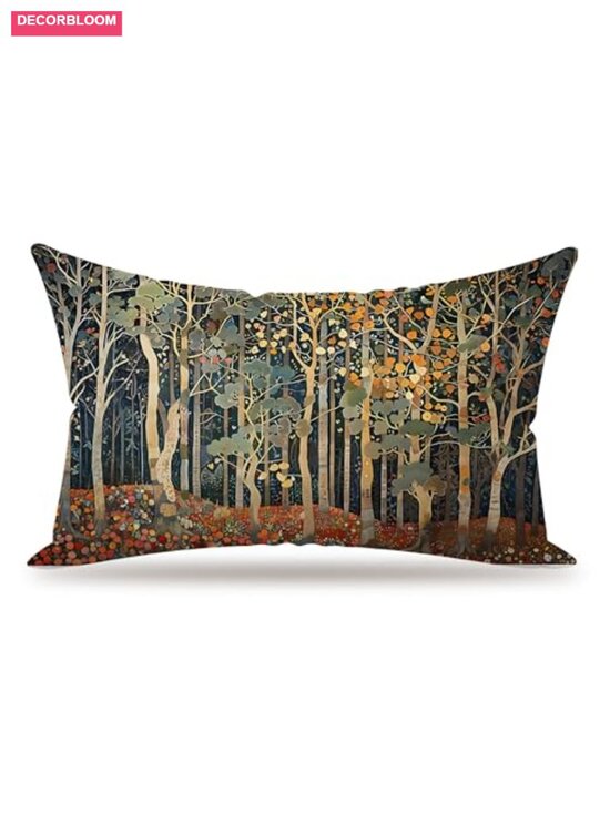 Other - Fall Forest Flannelette Throw Pillow Cover 12x20 Double-Sided